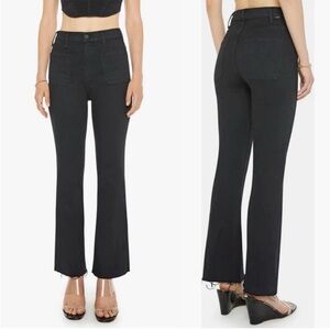 MOTHER The Hustler Patch Pocket Ankle Fray Jeans Not Guilty Black Size 29